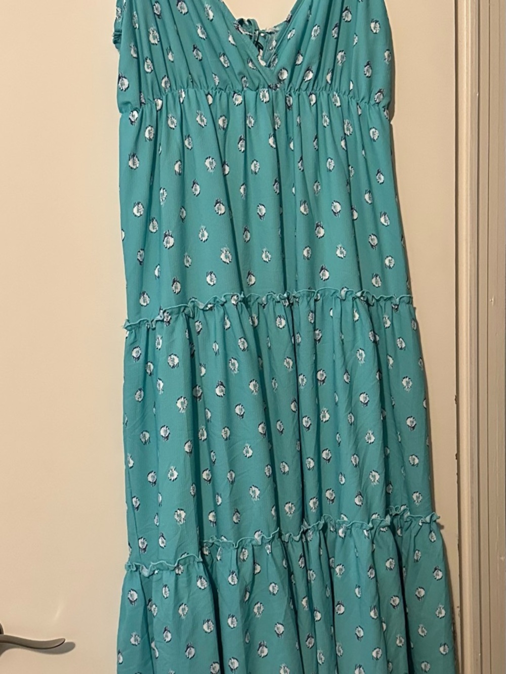 Tiered Teal Maxi Beachy Boho Dress